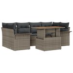 vidaXL Ensemble de canapé de jardin 7 pièces avec coussins gris en poly rattan et acacia