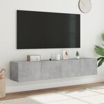 vidaXL Meubles TV muraux et lumières LED 2Pièces gris béton 80x35x31 cm