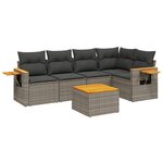 vidaXL Salon de jardin 6 Pièces avec coussins gris résine tressée