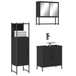 vidaXL Ensemble de meubles salle de bain 3 Pièces noir bois d'ingénierie