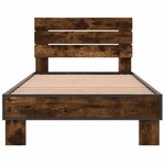 vidaXL Cadre de lit chêne fumé 90x200 cm bois d'ingénierie et métal