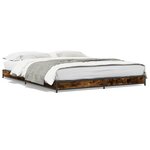 vidaXL Cadre de lit chêne fumé 120x190 cm bois d'ingénierie et métal