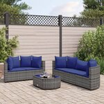 vidaXL Salon de jardin 6 Pièces avec coussins gris résine tressée