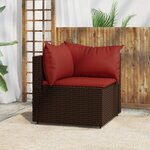 vidaXL Canapé d'angle de jardin avec coussins marron résine tressée