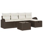 vidaXL Ensemble de canapé de jardin de 6 pièces avec coussins Marron Rotin Poly