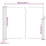 vidaXL Auvent latéral rétractable beige 180x300 cm