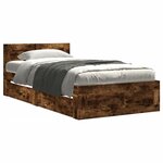 vidaXL Cadre de lit et tête de lit sans matelas chêne fumé 100x200 cm