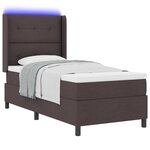 Lit à sommier tapissier avec matelas et LED Marron foncé 90x200 cm Tissu