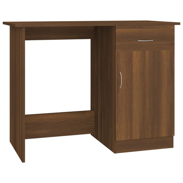 Bureau table poste de travail meuble d'ordinateur informatique étude chêne 100 x 50 x 76 cm bois d'ingénierie brun 02_0023600