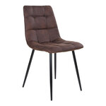 2 chaises de salle à manger en microfibre marron foncé avec pieds noirs
