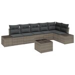 vidaXL Canapé de jardin 6 pièces avec coussins noirs en rotin synthétique