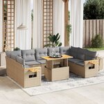vidaXL Salon de jardin avec coussins 10 Pièces beige résine tressée