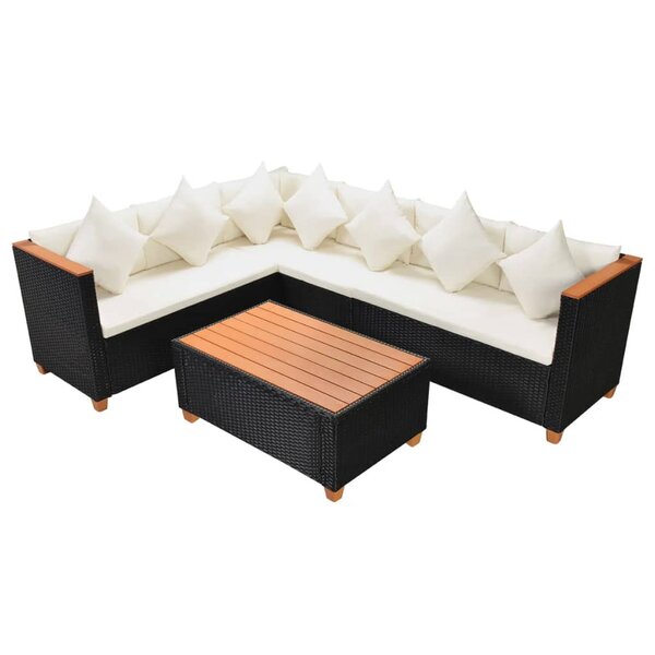 Salon de jardin meuble d'extérieur ensemble de mobilier 4 pièces avec coussins résine tressée noir 02_0016205