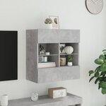 vidaXL Meuble TV mural avec lumières LED gris béton 58 5x30x60 5 cm