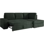 Canapé d'angle droit convertible ARTEMIS 4 places - Velours côtelé vert foncé - 246 x 174 x 96 cm