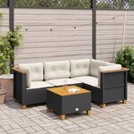 vidaXL Salon de jardin 5 Pièces avec coussins noir résine tressée