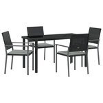 vidaXL Ensemble de salle à manger de jardin 5 pièces avec coussins en poly rotin noir