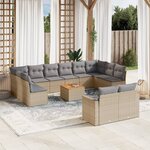 vidaXL Salon de jardin et coussins 13 Pièces mélange beige résine tressée