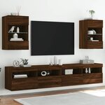 vidaXL Meuble TV mural avec lumières LED chêne marron 40x30x60 5 cm