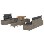 Ensemble de Canapé de Jardin en 8 Pièces avec Coussins Gratuits en Rattan Poly Acacia