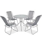vidaXL Ensemble à manger d'extérieur 6 Pièces Acier et textilène Gris