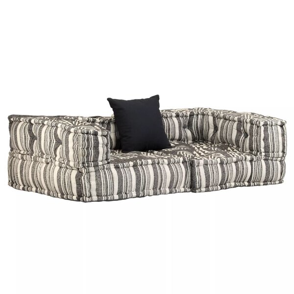 Vidaxl pouf modulaire à 2 places gris rayé tissu