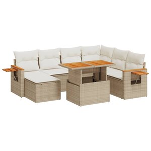 vidaXL Salon de jardin avec coussins 8 Pièces beige résine tressée