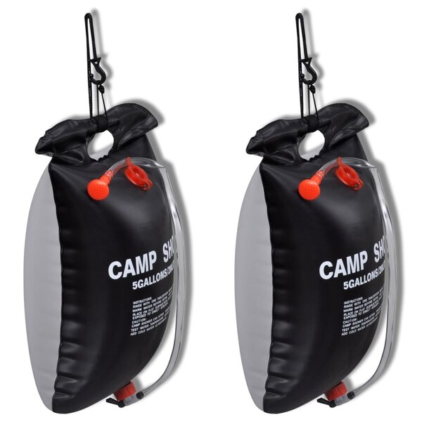 vidaXL Douche solaire d'extérieur de camping 20 L 2 Pièces