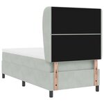 Lit à sommier box spring avec matelas - Gris clair - 90x200 cm - Velours