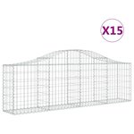 vidaXL Paniers à gabions arqués 15 Pièces 200x30x60/80 cm Fer galvanisé