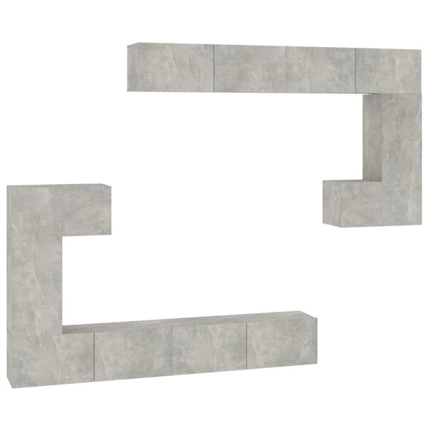 vidaXL Meuble TV mural Gris béton Bois d'ingénierie