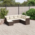 vidaXL Salon de jardin avec coussins 7 Pièces marron résine tressée