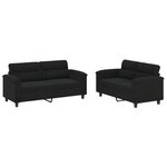 vidaXL Ensemble de canapés 2 Pièces avec coussins noir tissu microfibre