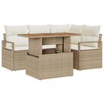 Canapé de Jardin 5 pièces vidaXL avec Coussins Beige Rattan