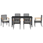 vidaXL Set de jardin 7 pièces avec coussins en rotin noir