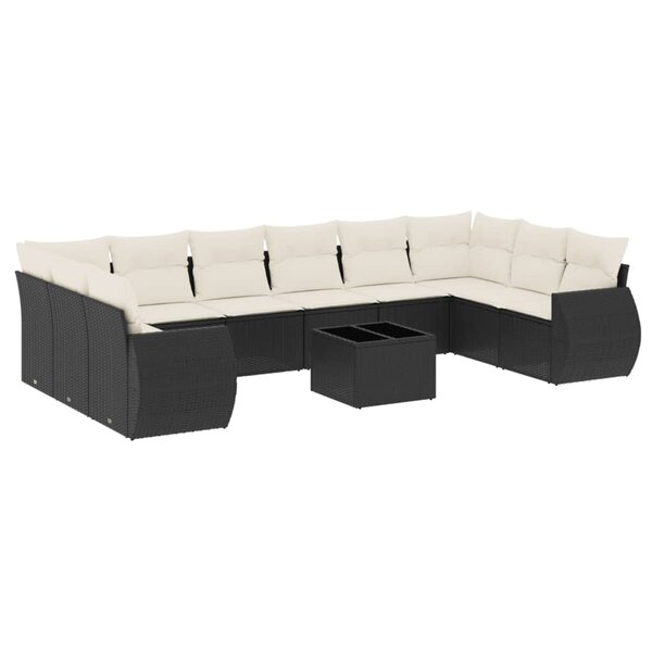 vidaXL Salon de jardin 11 Pièces avec coussins noir résine tressée