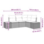 vidaXL Ensemble de canapés de jardin 4 pièces avec coussins Noir Poly Rattan Acacia
