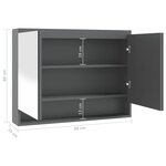 vidaXL Armoire à miroir de salle de bain 80x15x60 cm MDF Gris brillant