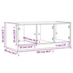 vidaXL Table basse avec portes en verre gris béton 102x50x42 cm