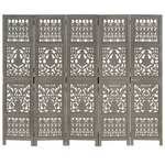 vidaXL Cloison de séparation 5 panneaux Gris 200x165 cm Bois manguier