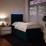 vidaXL Sommier à lattes de lit avec matelas bleu 90x190 cm velours