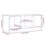 vidaXL Meuble TV avec portes en verre gris béton 102x37x42 cm