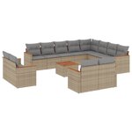 vidaXL Salon de jardin avec coussins 13 Pièces beige résine tressée