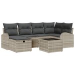 vidaXL Ensemble de canapé de jardin en 7 pièces avec coussins gris clair en poly rattan