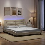 vidaXL Cadre de lit avec LED sans matelas crème 180x200 cm tissu