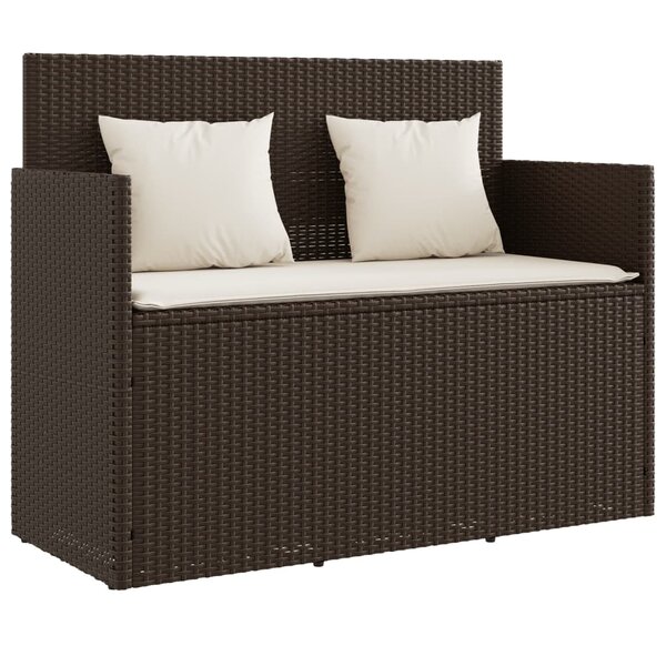 vidaXL Banc de jardin avec coussins marron résine tressée