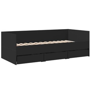 vidaXL Lit de jour avec tiroirs noir 75x190 cm bois d'ingénierie