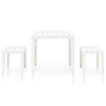 Table de jardin avec 2 bancs plastique blanc 02_0018689