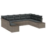 vidaXL Ensemble de canapé de jardin 9 pièces gris en rotin synthétique avec coussins