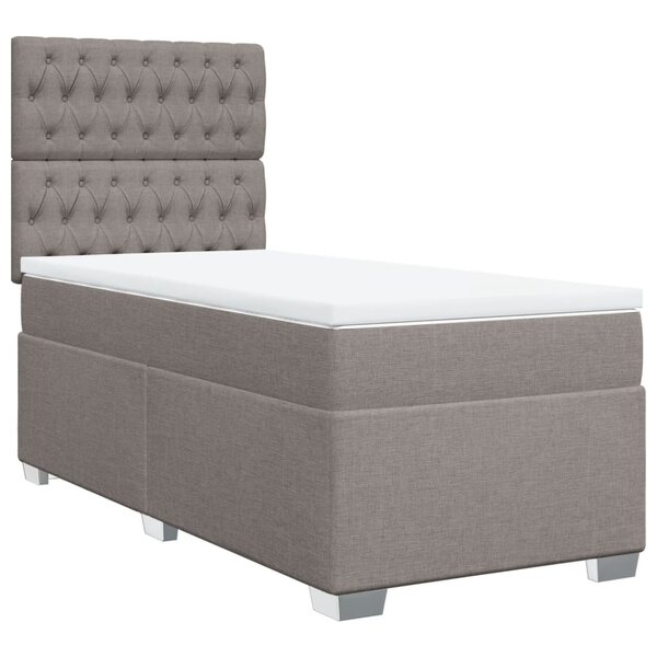 vidaXL Sommier à lattes de lit avec matelas Taupe 90x190 cm Tissu